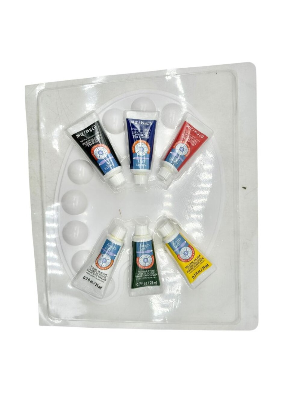 Artists Loft Acrylic Paint Set With Plastic Palette 6 Colors 0.7 Fl Oz Each New